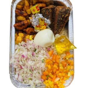 Garba(Attiéké thon alloco œuf )